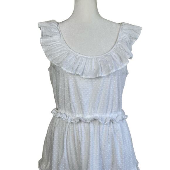 J. Crew Sz 6 White Swiss Dot Printed Ruffle Tiered Midi Dress w Tie Back BZ797 - Picture 4 of 16